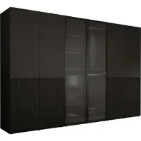 3Xeliving Armoire, noir graphite / verre clair, 3 x 100 x 200 x 51 cm