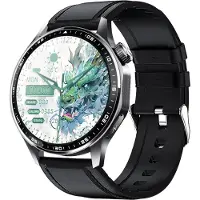 INF Montre Connectée Avec Ecg, Moniteur De Fréquence Cardiaque, Pression Artérielle Et Podomètre Bracelet En Cuir Noir
