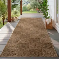 HomebyHome Tapis Intérieur Extérieur Imperméable Aspect Naturel Jute Idéal pour Salon Cuisine Terrasse et Balcon, Taille: 80x250 cm