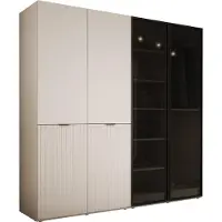 3Xeliving Armoire, beige sable, 2 x 100 x 200 x 51 cm