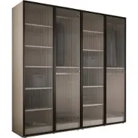 3Xeliving Armoire, beige sable / verre clair, 2 x 100 x 200 x 51 cm