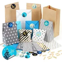 Sonstiges Calendrier de l'Avent à remplir 26 sacs en papier DIY Calendrier de Noël bleu