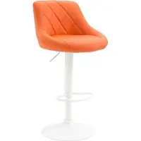 BellaFurn Chaise de bar stylée - tabouret - rembourrage en similicuir, pivotant à 360°, réglable en hauteur | Couleur : orange | Couleur de base : blanc