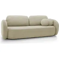 Domo DomoHome Canapé OLIO Canapé-lit avec coffre de lit, coussins décoratifs, fonction pliante, design scandinave, surface de couchage 142x200 cm, pieds noirs, Taille : 238x86x101cm, Couleur : BEIGE