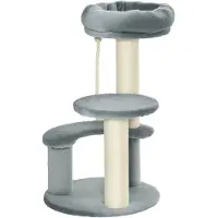 StarTech.com Arbre à chat - 2 poteaux en sisal - Multi-étages avec corde d'escalade - Ø 40 cm, hauteur 65 cm - Peluche épaisse 500 g/m² - Vert armée