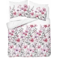Detexpol Linge de lit, parure de lit en satin, 100 % coton, haute qualité, 160 x 200, 5778b, fleurs roses