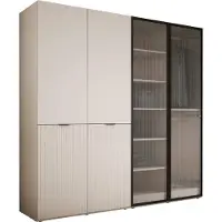 3Xeliving Armoire, beige sable / verre clair, 2 x 100 x 200 x 51 cm