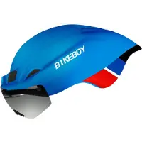 Alle Hersteller Casque vélo avec lunettes Route Vélo Sports Sécurité Racing Cyclisme Bleu Blanc - matte_ Taille libre