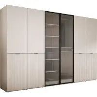 3Xeliving Armoire, beige sable / verre clair, 3 x 100 x 200 x 51 cm
