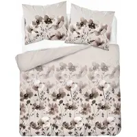 Detexpol Linge de lit, parure de lit en satin, 100 % coton, haute qualité, 200 x 220 cm, 5776b, fleurs beiges