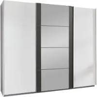 Wimex Armoire à portes coulissantes Bern, finition au choix, blanc / acier brut, 270 x 64 x 210 cm