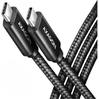 Axagon BUCM2-CM25AB Câble de charge USB-C vers USB-C 2.0, 2,5 m, PD 240 W 5 A, ALU - noir - 2,5 mètres de long câble USB-C vers USB-C USB cable USB 2.0 2.5 m USB C Black