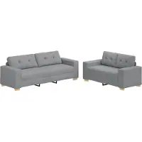 vidaXL Ensemble de canapé 2 pièces avec coussins, tissu gris clair