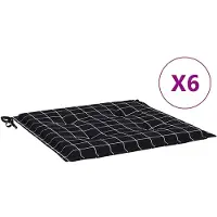 vidaXL Coussins De Chaise De Jardin Lot De 6 Motif À Carreaux Noir
