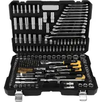 JCB | Coffret à outils rempli, 1/4", 3/8", hexagonal, 216pcs, set d'outils, caisse à outils, boîte à outils