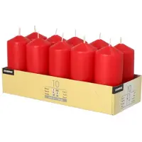 Papstar Bougies piliers, 40 mm, rouge, paquet de 10 Diamètre : 40 mm, Hauteur : 90 mm, Durée de combustion (10 pcs)