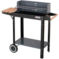 Floraland Barbecue de jardin au charbon de bois avec étagères sur roulettes