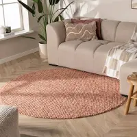 NATURL. Tapis rond en laine - Feline Terracotta | Ø 80cm | Rond | Tissage plat