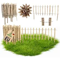 Pemicont Floranica Ganivelle sur pieds en noisetier 1 m x 50 cm - bordure de jardin en bois, clôture basse, écart 8-10 cm, à enfoncer sans poteaux