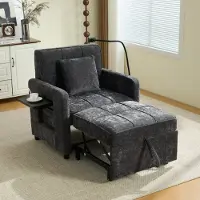OKWISH Canapé Lit Convertible 2 en 1 - Fauteuil Gris Foncé avec Rangement et Table Intégrée, 1 Place