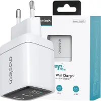 Choetech Gan Power Charger Pd6051 2X Usb-C Pd 35W With Display - White