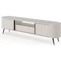 3Xeliving Meuble TV, gris clair, 196 x 51 cm, 2 étagères de 40 x 2 cm