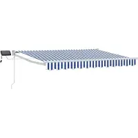 vidaXL Store à bras articulés manuel avec LED bleues et blanches, 3,5 x 2,5 m