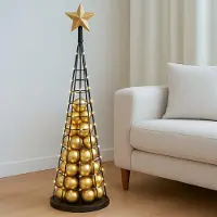 Mendler Arbre décoratif HWC-O91, sapin de Noël, arbre décoratif, décoration de Noël, sapin de Noël à décorer, métal 115 cm noir
