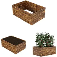 QLS Lit surélevé 120x80x48 cm en bois Flammé Empilable Légumes Herbes 11172