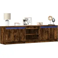Prolenta Maison Exclusive - Meuble TV avec LED chêne fumé 180x34x50 cm bois d'ingénierie