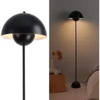 Alpinaluz Lampadaire classique au design nordique en noir avec abat-jour parabolique et culot, douille E27 pour salon, salle à manger, chambre à coucher