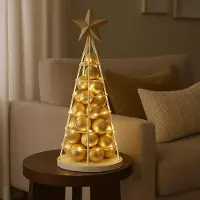 Mendler Arbre décoratif HWC-O91, sapin de Noël, arbre décoratif, décoration de Noël, sapin de Noël à décorer, métal 60 cm blanc