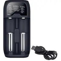 Solight DN27 Chargeur de batterie Li-Ion, LiFePO4, Ni-MH/CD, AA, AAA, 18650, 2000 mA, 2 canaux, écran LCD
