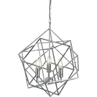 Searchlight suspension géométrique Cube 3 flammes chrome E14 Ø48 cm