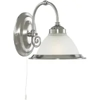 Searchlight American Diner Applique argentée Abat-jour en verre avec interrupteur à tirette E27