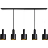 Eth Lampe suspendue noire Sledge 5 lumières noir avec or