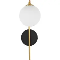 Nova Luce Savoy - applique murale - Ø 11 x 34 cm - satin doré, noir mat et blanc opale