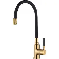Invena Mitigeur d'évier de cuisine avec bec flexible Glamour, noir/or