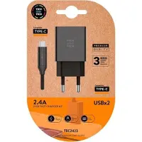 Tech One Tech Chargeur Double Usb-c 2.4a Recharge Rapide Et Durable Pour Deux Appareils. -