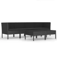 Syfax Salon de jardin 6 pcs avec coussins résine tressée noir