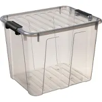 PLAST TEAM Vertriebs GmbH Boîte de rangement Home Box avec couvercle à fermeture à clic Boîte de rangement Empilable 40 L Transparent - Gris