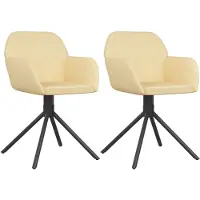Syfax Chaises pivotantes à manger lot de 2 Crème Velours