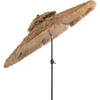 Costway Parasol Hawaii, Parasol de terrasse avec double toit, paille Parasol de plage Parasol de marché inclinable Parasol de jardin pour la plage, le jardin, l'extérieur