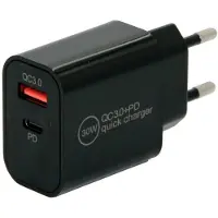 IWH Chargeur USB 30 W Prise de courant, intérieur Nombre de sorties : 2 x USB 3.0, U (30 W, 2 ports), Chargeur USB, Noir