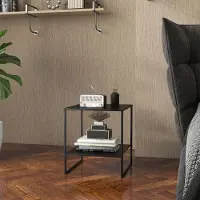 SUGIFT Table d'appoint carrée de style industriel, table de chevet en acier, noir | 40 x 40 x 45 cm | 1 tablette | 2,8 kg