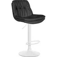 CLP Tabouret de bar Laurel similicuir, couleur:noir, matériaux du piètement:métal blanc mat