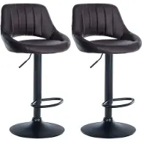 CLP lot de 2 tabourets de bar Milet similicuir, couleur:marron, matériaux du piètement:métal noir mat