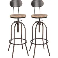 CLP , ensemble de 2 tabourets de bar Pino, en bois, avec réglage de la hauteur, couleur bronze
