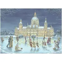 Pappnoptikum Calendrier de l'Avent « Patinage sur le lac Maschsee » – Motif hivernal de Hanovre, 38 x 27 cm