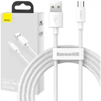 Baseus Simple Wisdom Micro Usb to Usb Cable, 2.1A, 1.5M (White) 2Spcs.